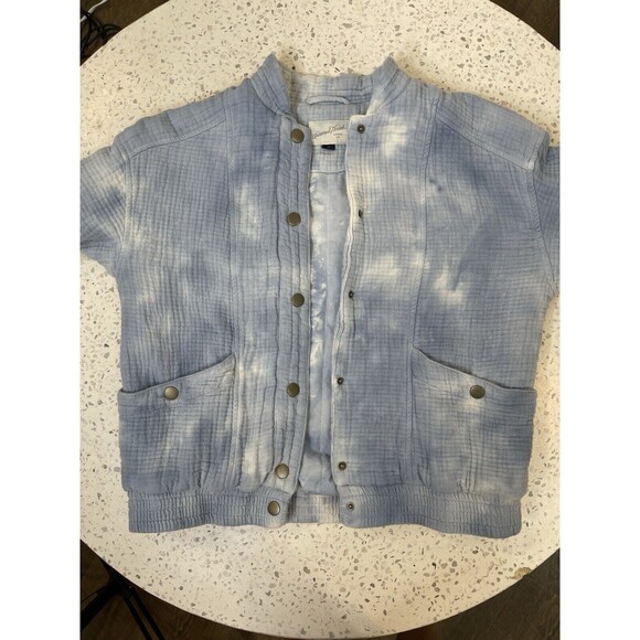 Universal Thread Women Medium Jacket Blue Tie-Dye Bomber Sky Clouds Artist Dream - Picture 4 of 15